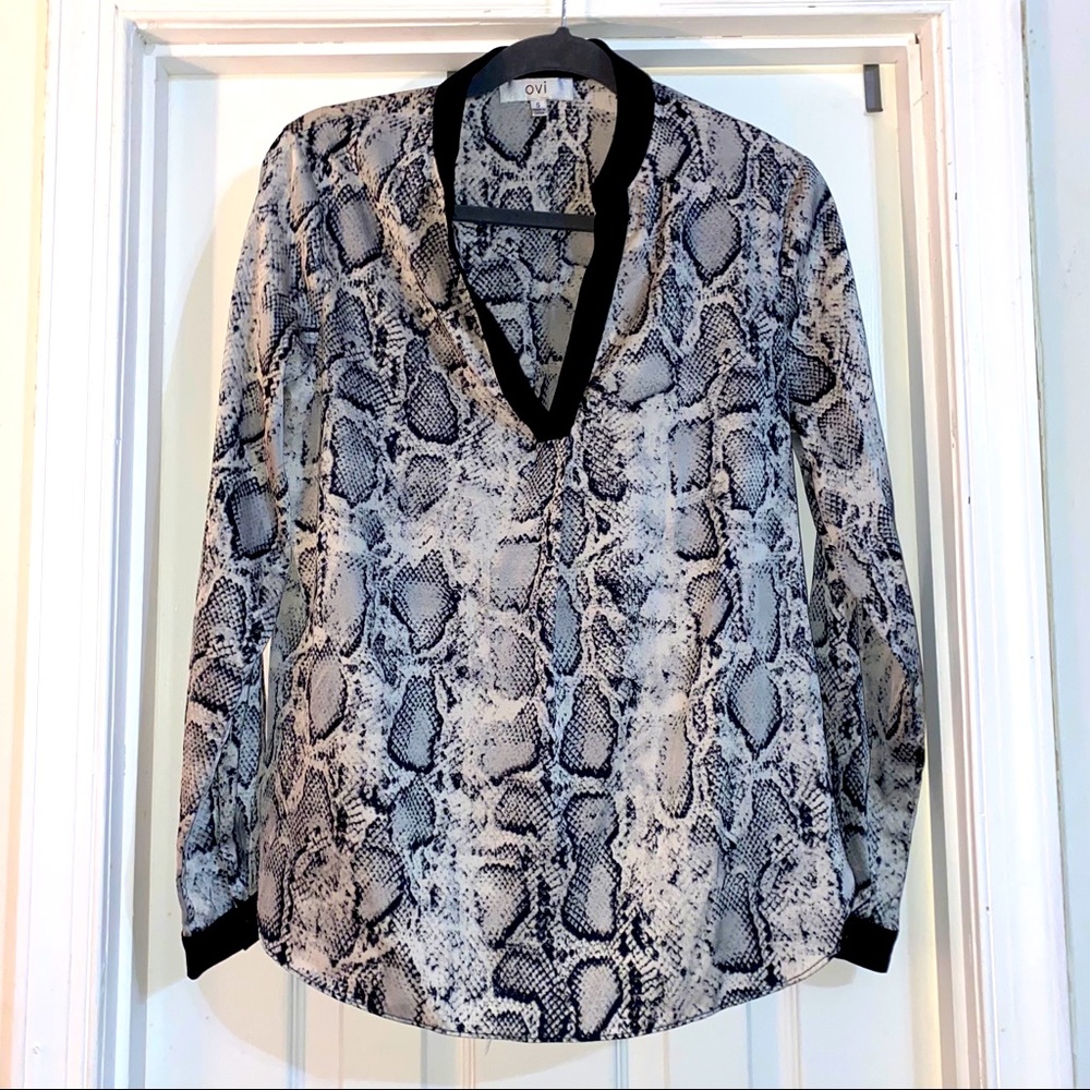 OVI Snakeskin Print Long Sleeve Blouse - Like New